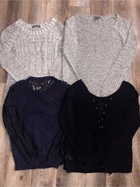 Women’s Mixed Knit Sweater Bundle - Gray, Navy, Black